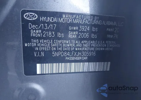 2018 Hyundai Elantra Sel from USA, damaged, VIN 5NPD84LFXJH305916